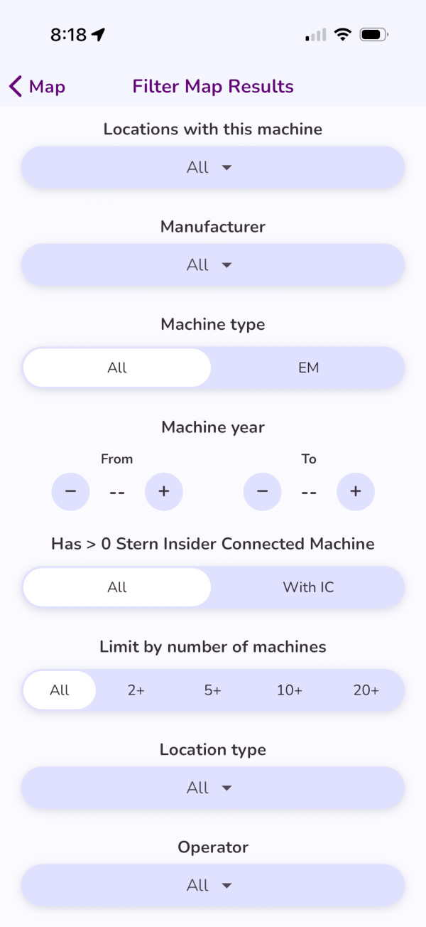 Pinball Map map screenshot